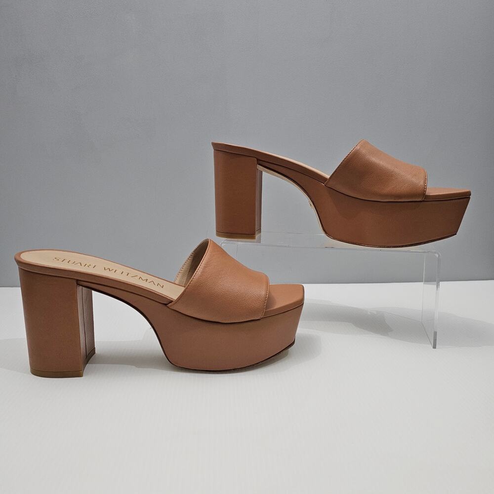 Stuart Weitzman Tan Platform Slide Sandals - Picture 3 of 13